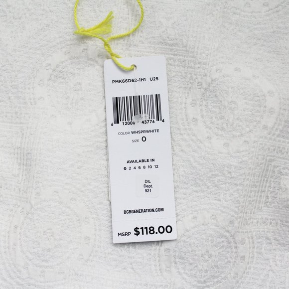 BCBGeneration Jacquard & Chiffon Fit & Flare Dress Size 0 Ivory flowy hi-lo - Picture 10 of 13